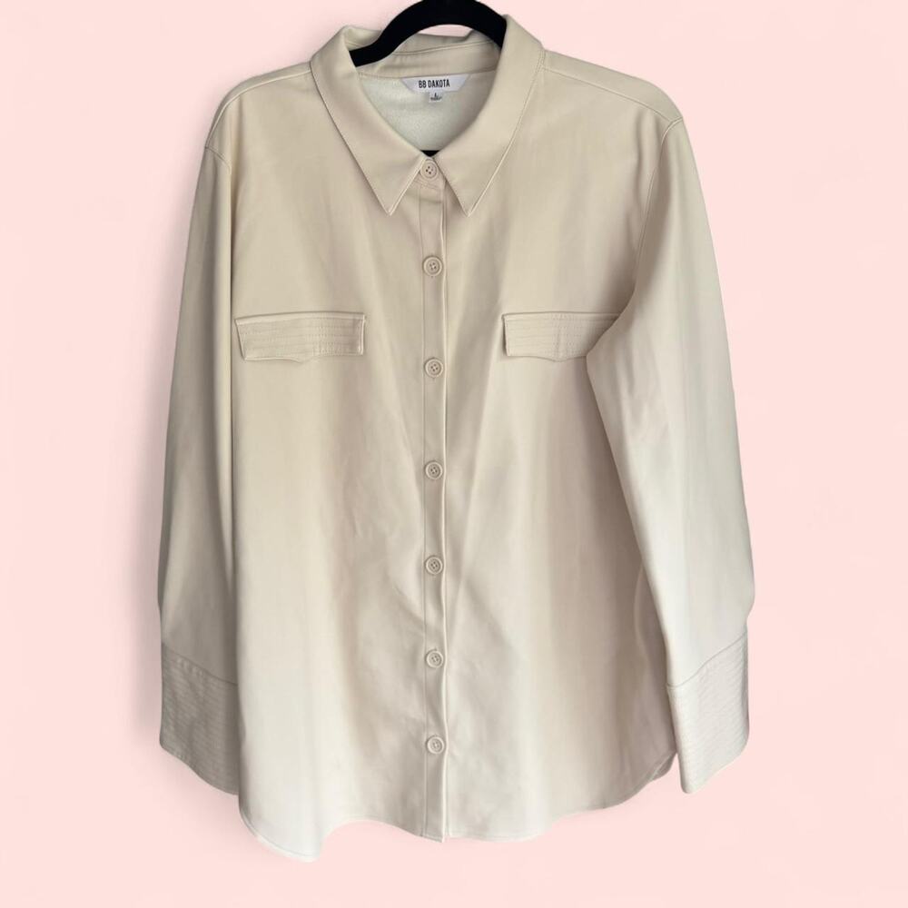 BB Dakota Cream Faux Leather Shacket size L